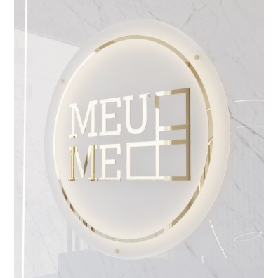 Round illuminated logo for the wall - Clear Satin Acrylic