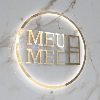 Round illuminated logo for the wall - Clear Acrylic