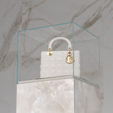 Marble Display Stand With Glass Top Case